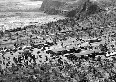 Archival aerial photo of Kilauea Military Camp.